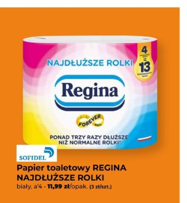Papier toaletowy REGINA NAJDŁUŻSZE ROLKI biały promocja w PSB Mrówka