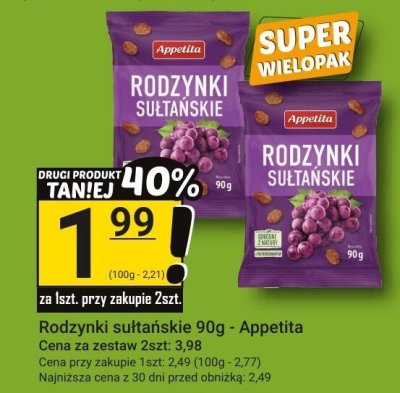 Rodzynki sułtańskie 90g - Appetita promocja w Hitpol