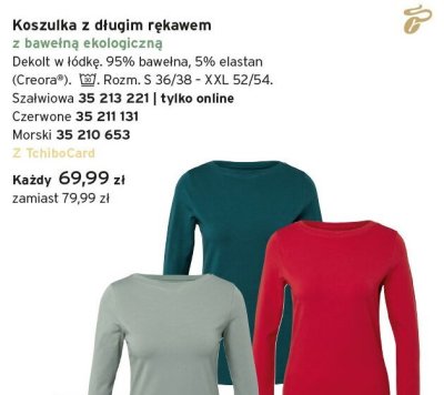 Koszulka z długim rękawem z bawełną ekologiczną czerwona promocja w Tchibo