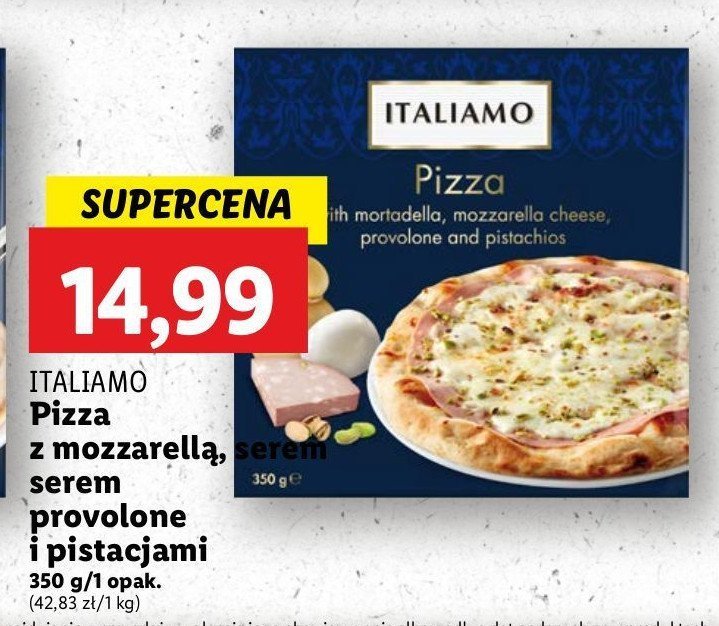 Pizza z mortadelą, serem provolone i pistacjami Italiamo promocja