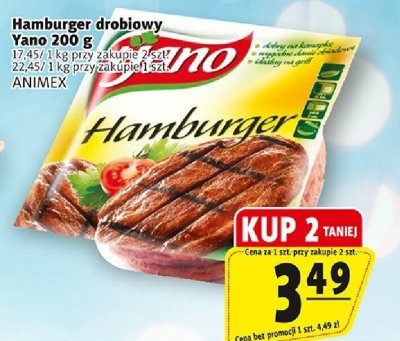 Hamburger drobiowy Yano 200 g promocja w Prim Market