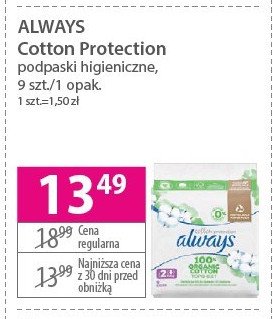 Podpaski organic cottnon Always cotton protection promocja