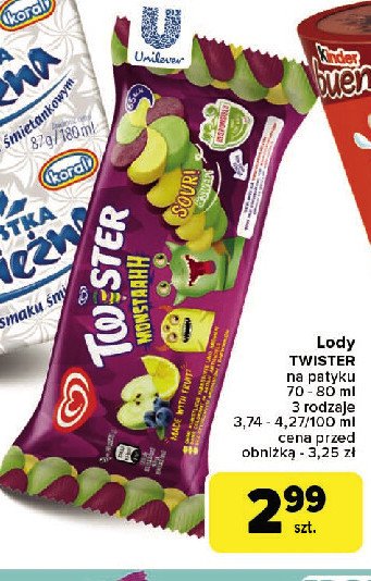 Lód monstaahh Algida twister promocja w Carrefour Market