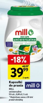 Kapsułki do prania MILL uniwersalne promocja w Intermarche