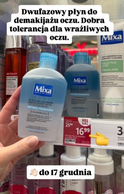 Płyn do demakijażu oczu Mixa Bi-Phase Cleanser Optimal Tolerance 125ml promocja w Rossmann
