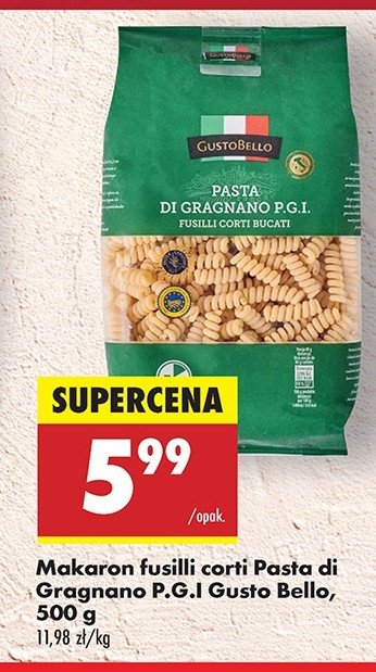 Makaron di gragnano pgi fusilli corti bucati Gustobello promocja