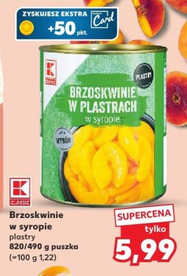 Brzoskwinie w syropie plastry K-Brand promocja w Kaufland