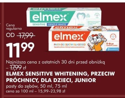 Pasta do zębów Elmex Sensitive Whitening, Przeciw Próchnicy, dla dzieci, Junior promocja w Super-Pharm