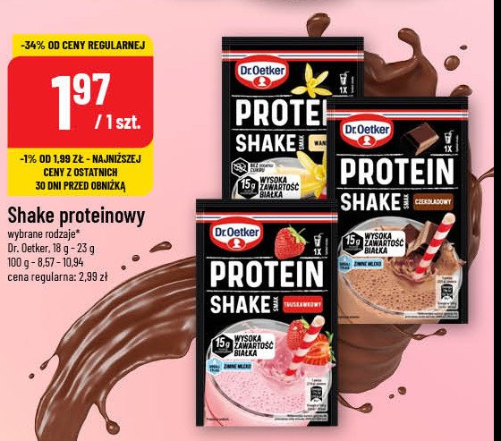 Protein shake truskawkowy Dr. oetker promocja