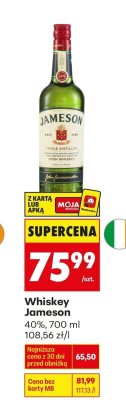 Whiskey Jameson 40%, 700 ml promocja w Biedronka