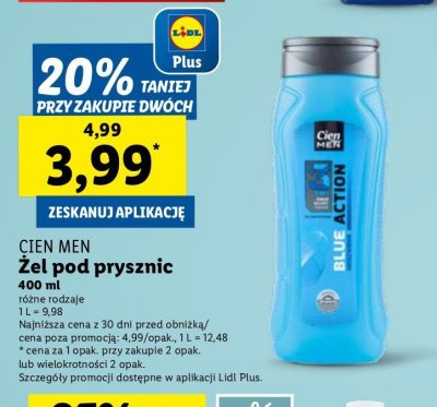 Żel pod prysznic blue action Cien men promocja