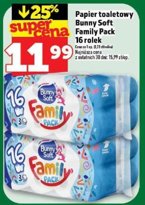 Papier toaletowy Bunny Soft Family Pack 16 rolek, najniższa cena z ostatnich 30 dni: 15.99 zł/op. promocja w TOPAZ