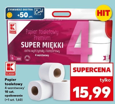 Papier toaletowy Premium Super Miękki 4-warstwowy 10 szt. promocja w Kaufland
