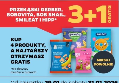Przekąski Gerber, Bobovita, Bob Snail, Smileat i Hipp 3+1 GRATIS promocja w Netto