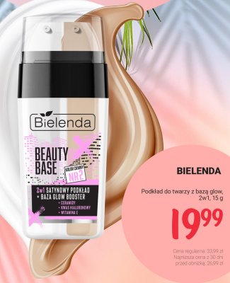Podkład do twarzy z bazą glow Bielenda Beauty Base 2w1, 15 g promocja w Rossmann