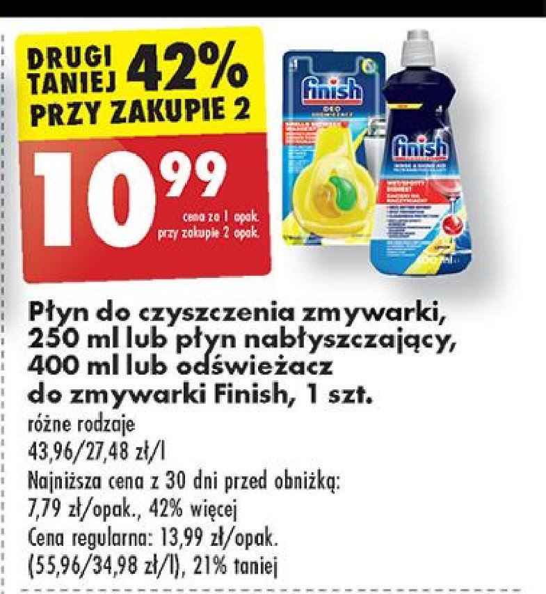 Płyn do zmywarek 5 x power regular Finish do czyszczenia zmywarek promocja