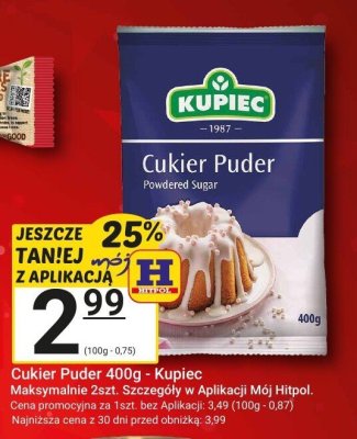 Cukier puder 400g - Kupiec promocja w Hitpol