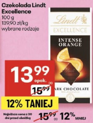 Czekolada Lindt Excellence 100g promocja w Delikatesy Centrum