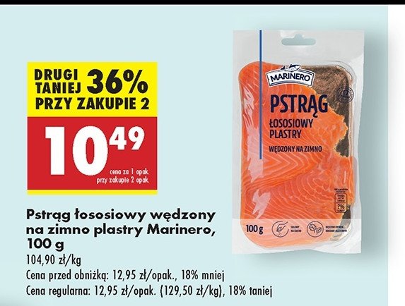 Pstrąg łososiowy wędzony plastry Marinero promocja