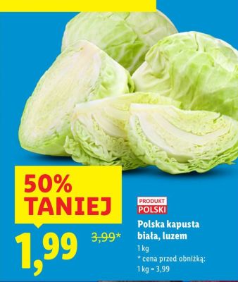Kapusta polska biała, luzem promocja w Lidl