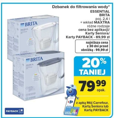 Dzbanek do filtrowania wody ESSENTIAL poj. 2,4 l + wkład MAXTRA różne rodzaje promocja w Carrefour