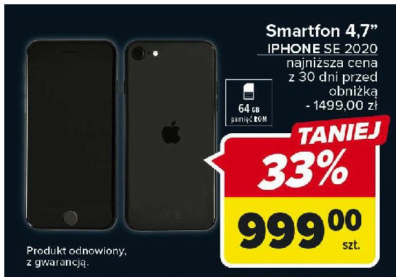 Smartfon 64 gb black APPLE IPHONE SE promocja