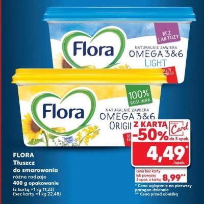 Margaryna light bez laktozy Flora omega 3&6 promocja