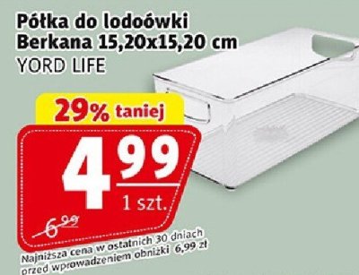 Półka do lodówki Berkana 15,20x15,20 cm YORD LIFE promocja w Prim Market