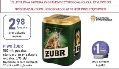 Piwo Żubr puszka promocja w Stokrotka