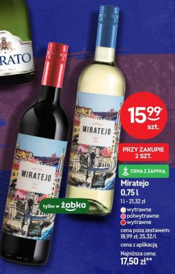 Wino Miratejo wytrawne białe 0,75l promocja w Żabka