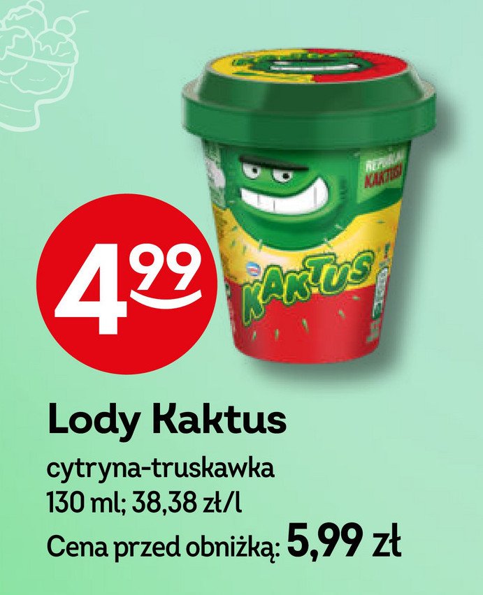 Lody cytrynowo truskawkowe Nestle kaktus promocja w Żabka