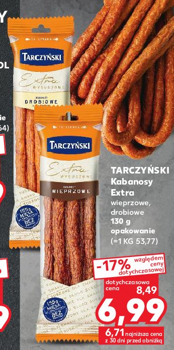 Kabanosy drobiowe Tarczyński kabanos extra promocja