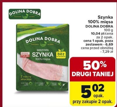 Szynka 100% mięsa  promocja w Carrefour Market