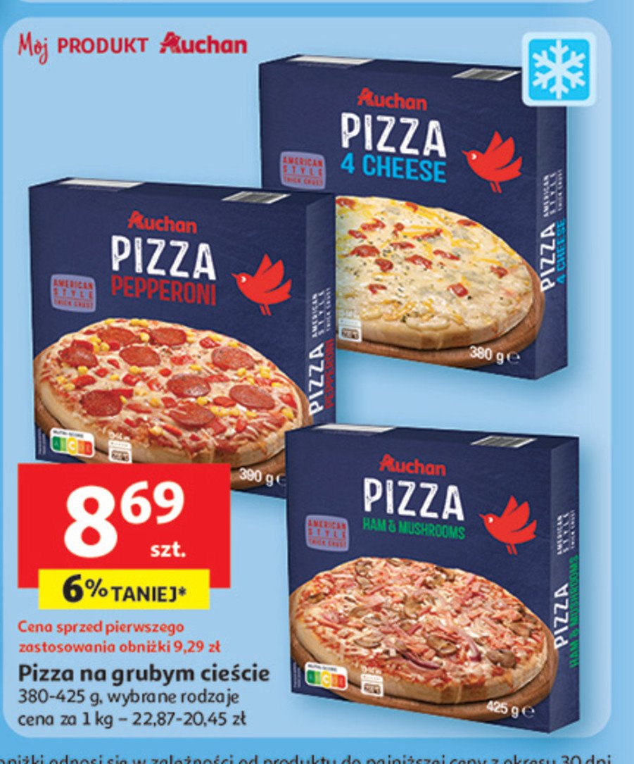 Pizza pepperoni Auchan różnorodne (logo czerwone) promocja w Auchan