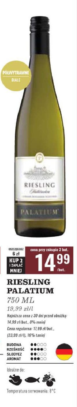 Wino PALATIUM RIESLING HALBTROCKEN promocja