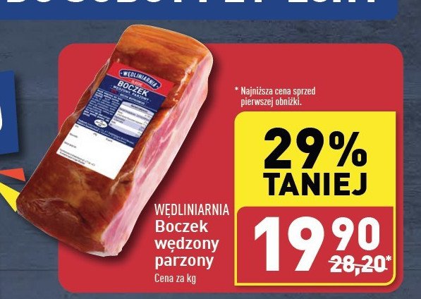 Boczek wędzony parzony Wędliniarnia classic promocja w Aldi