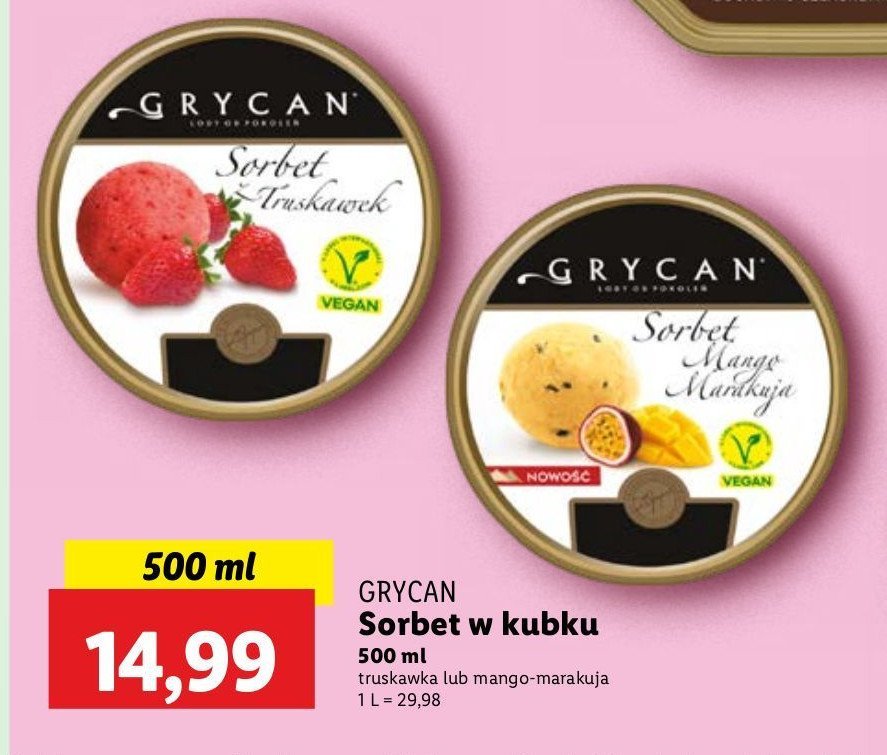 Sorbet truskawkowy Grycan promocja w Lidl