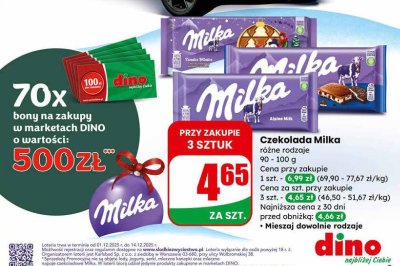Czekolada różne rodzaje promocja w Dino