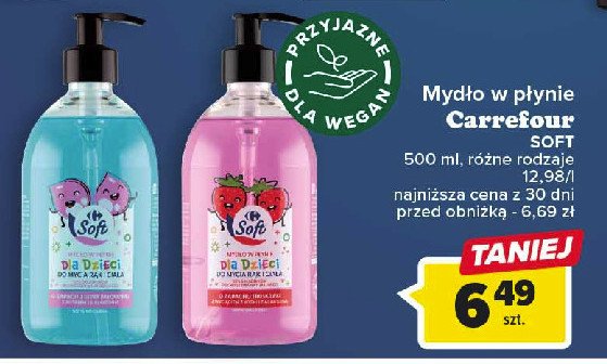 Mydło w płynie dla dzieci truskawkowe Carrefour soft promocja