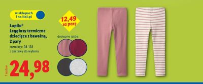 Legginsy termiczne dziecięce z bawełną Lupilu, 2 pary, rozmiary: 98-128 promocja w Lidl