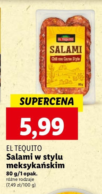 Salami meksykańskie chilli con carne El tequito promocja