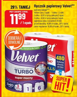Ręcznik papierowy Velvet wybrane rodzaje Velvet Care promocja w POLOmarket