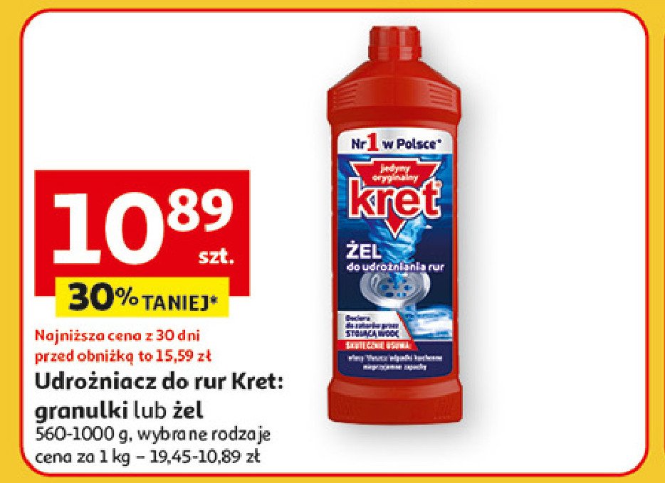 Granulki do udrożniania rur Kret promocja w Auchan
