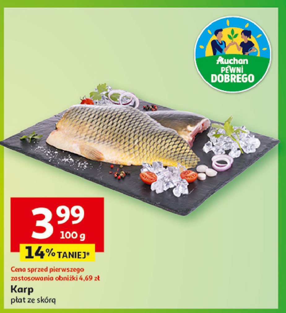 Karp płat ze skórą Auchan pewni dobrego promocja w Auchan