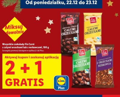 Wszystkie czekolady Fin Carré 2+1 GRATIS promocja w Lidl
