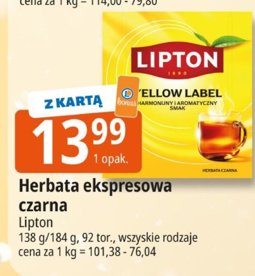 Herbata ekspresowa czarna Lipton promocja w Leclerc