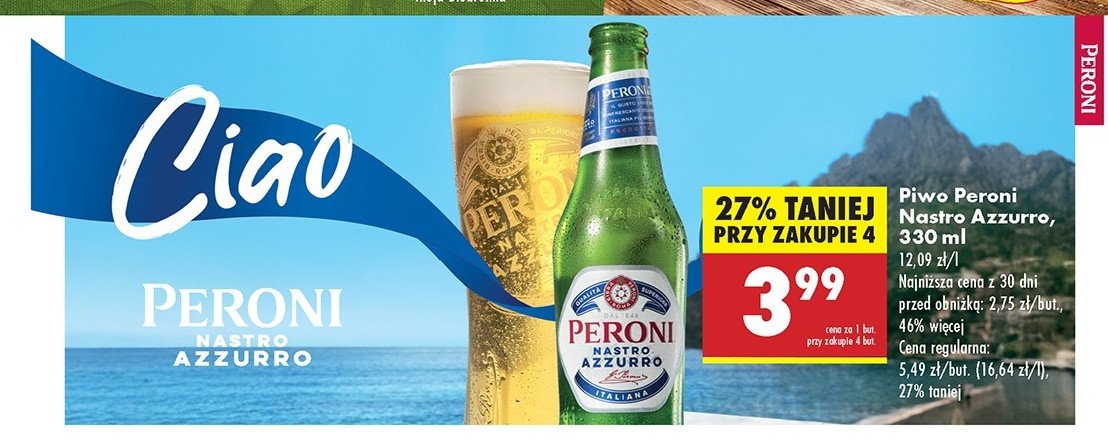 Piwo Peroni nastro azzurro promocja