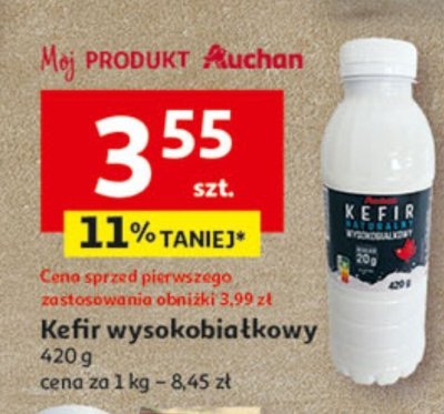 Kefir wysokobiałkowy 420 g Auchan promocja w Auchan