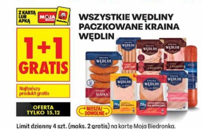 Wszystkie wędliny paczkowane Kraina Wędlin promocja w Biedronka