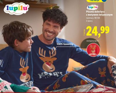 Piżama dziecięca z motywem świątecznym promocja w Lidl